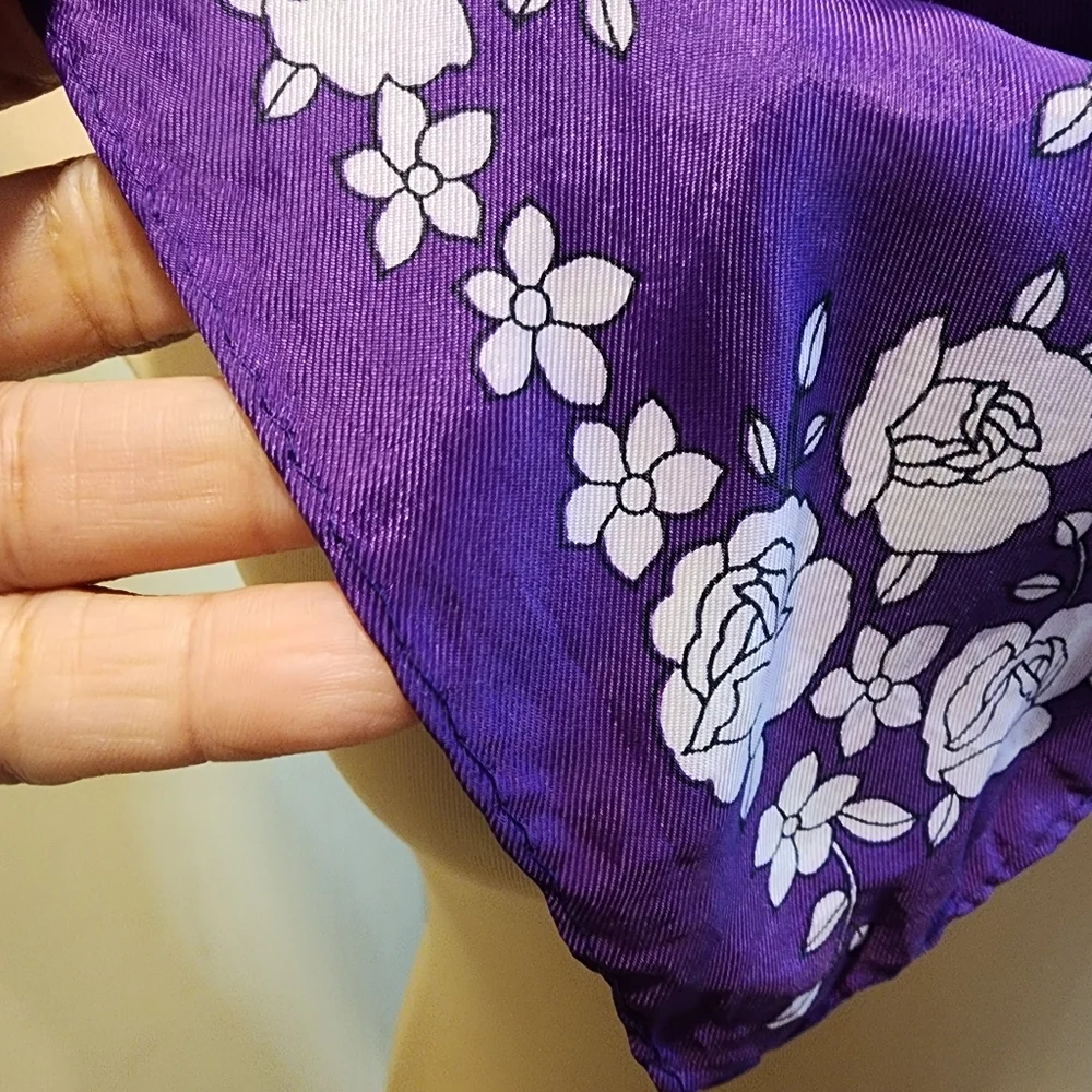 Purple Floral Scarf with White Blossom Print